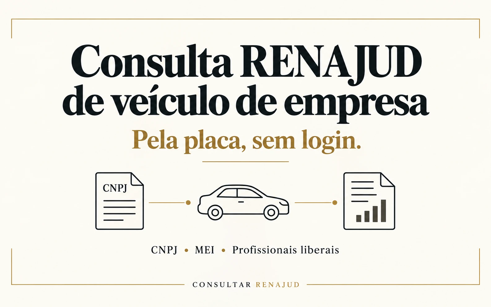 Consulta RENAJUD de veículo de empresa pela placa, sem login: CNPJ, MEI e profissionais liberais.